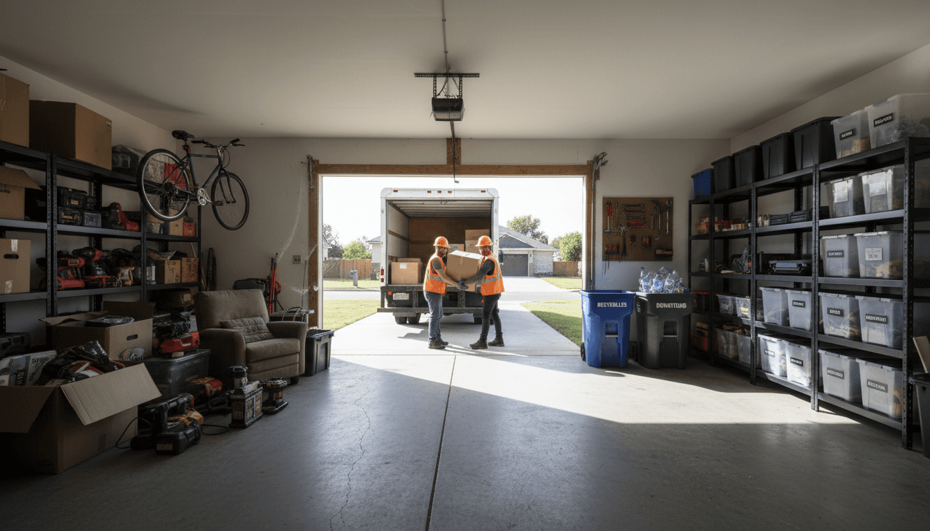 Empty garage after a professional junk removal service