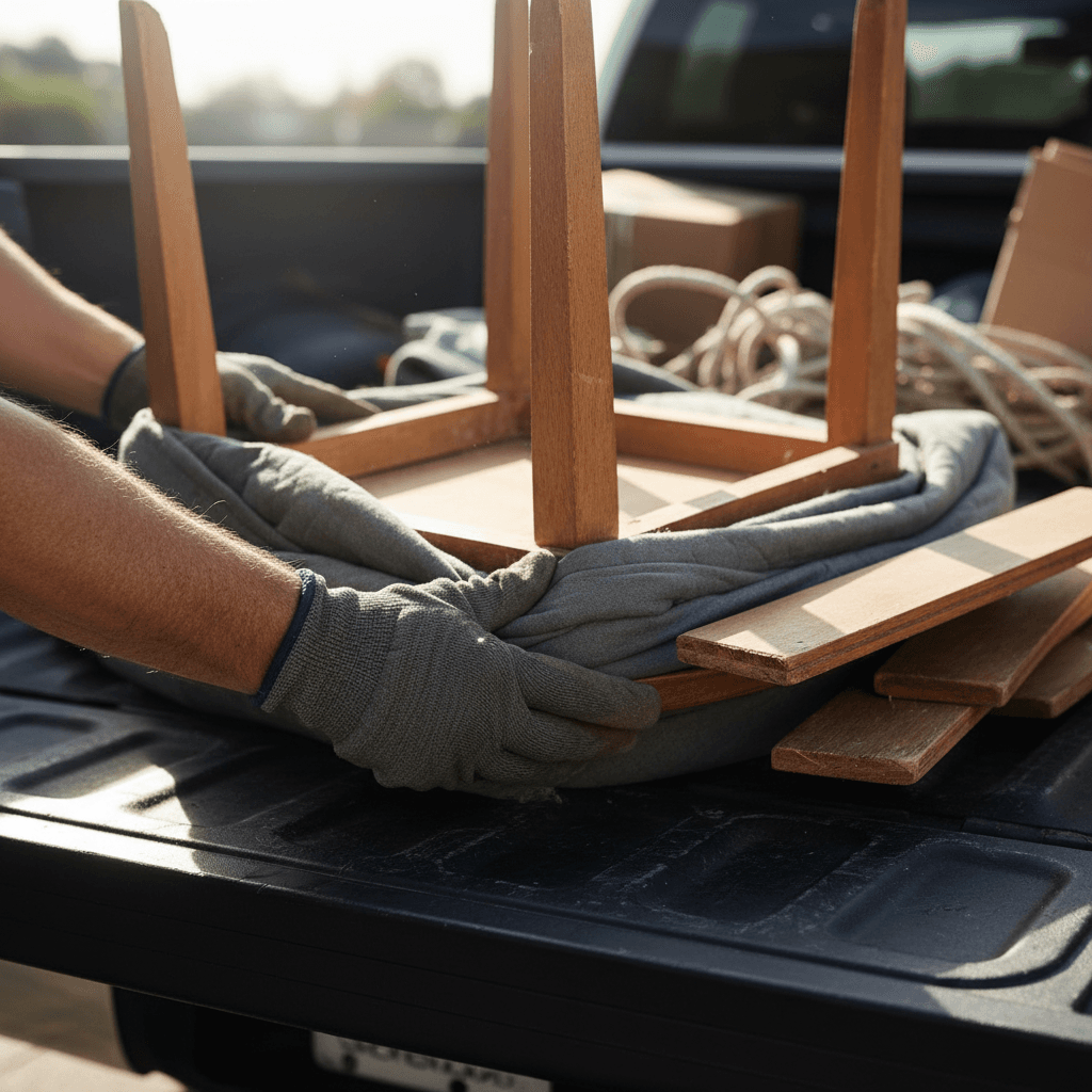 Worker loading junk into a truck
